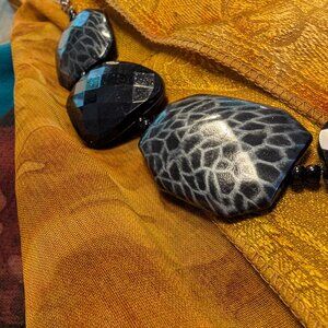 Black Big beaded Statement Chunky Necklace